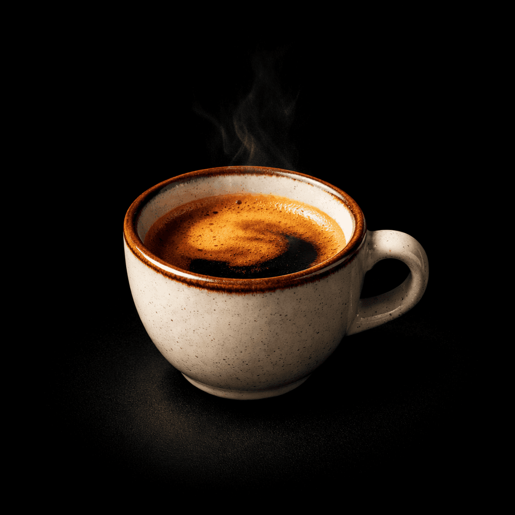A steaming cup of coffee served in a rustic ceramic mug at Shisha Lounge Nijmegen.
