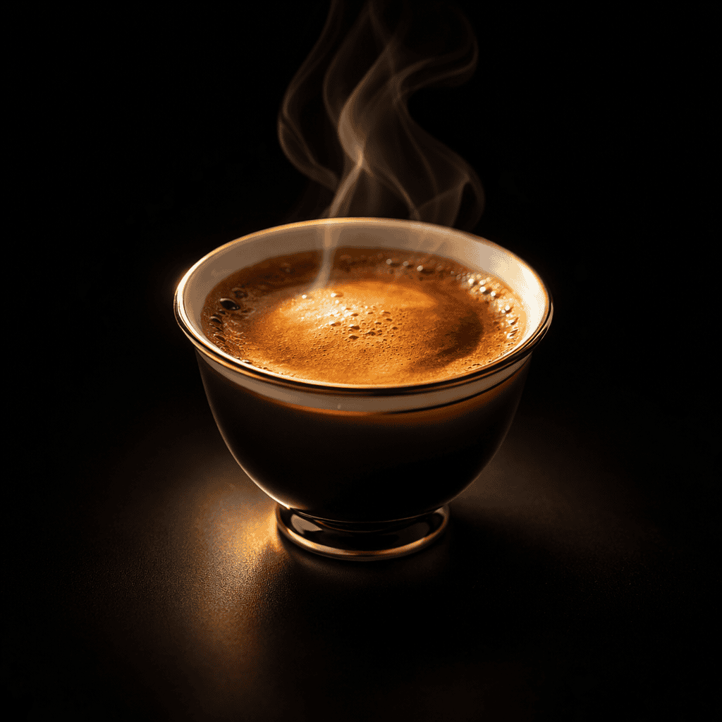 Hot coffee with steam rising in a dark cup at Shisha Lounge Nijmegen.