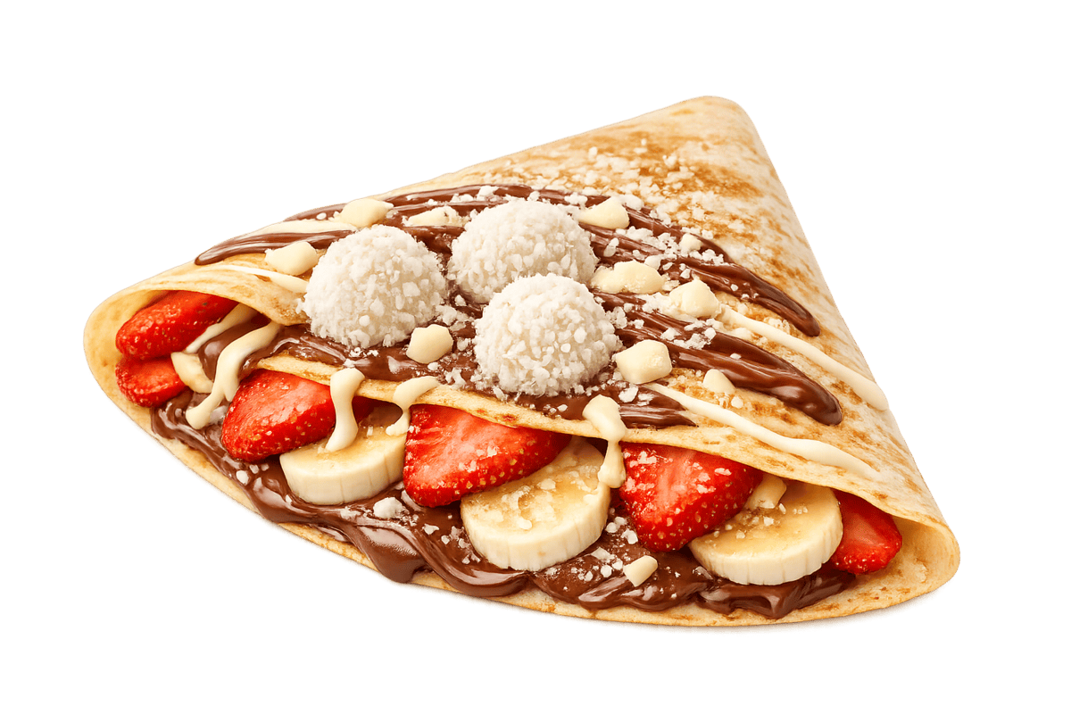 Delicious crepe with strawberries, bananas, and chocolate at Shisha Lounge Nijmegen.